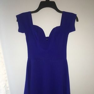Dark Blue Off-Shoulder Flowy Dress